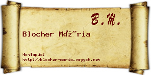 Blocher Mária névjegykártya